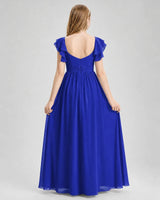 Royal Blue Chiffon A-line Junior Bridesmaid Dress Back View