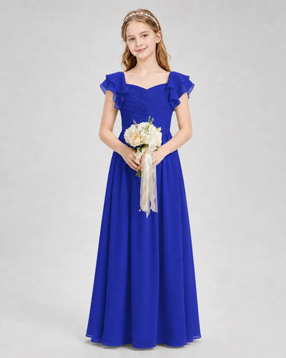 Royal Blue Chiffon A-line Junior Bridesmaid Dress Front View