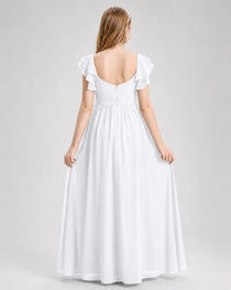 Dideyttawl Sweetheart Neck Ruffle Chiffon Junior Bridesmaid Dress