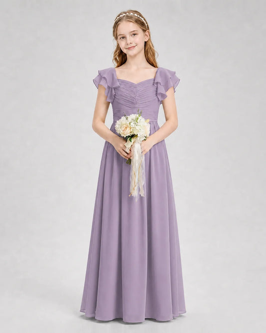 Wisteria Chiffon A-line Junior Bridesmaid Dress Front View