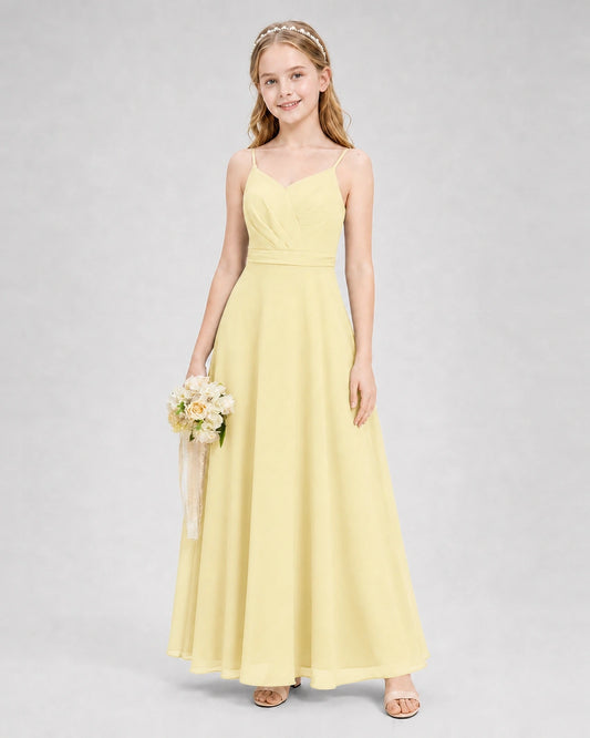 Daffodil Chiffon A-Line Junior Bridesmaid Dresses Front View