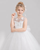 White Tulle Flower Girl Dress Detail View