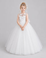 Ivory Tulle A-line Flower Girl Dress Side View