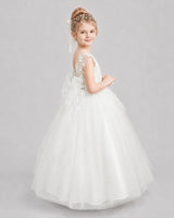 Ivory Tulle A-line Flower Girl Dress Side View