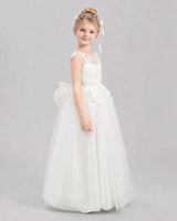 Ivory Tulle A-line Flower Girl Dress Side View