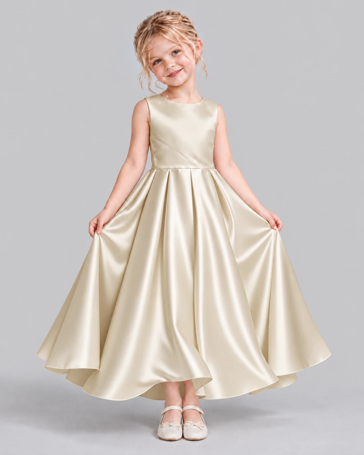 Champagne Ball Gown Flower Girl Dress Front