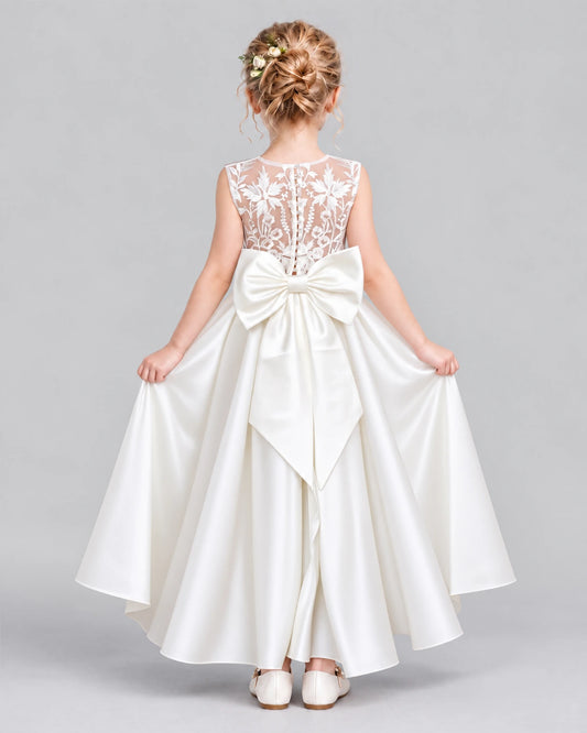 White Ball Gown Flower Girl Dress Back [Shared]