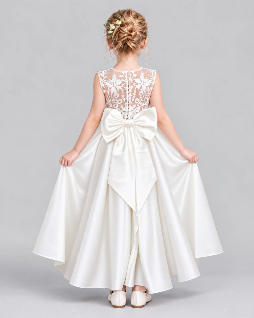 White Ball Gown Flower Girl Dress Back [Shared]