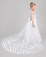 White Tulle A-line Flower Girl Dress Side View