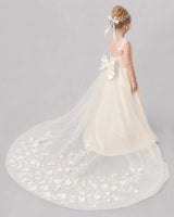 Champagne Satin A-line Flower Girl Dress Back View