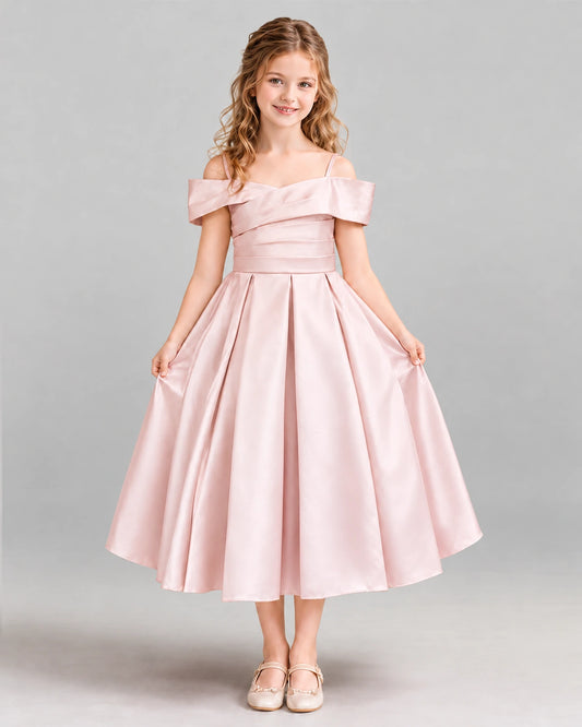 Blush Pink A-line Junior Bridesmaid Dress Front