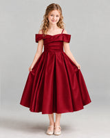 Burgundy A-line Junior Bridesmaid Dress Front