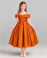 Burnt Orange A-line Junior Bridesmaid Dress Front