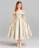 Champagne A-line Junior Bridesmaid Dress Front