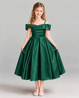 Dark Green A-line Junior Bridesmaid Dress Front