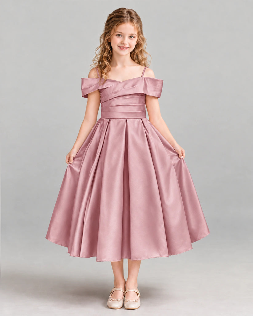 Dusty Rose A-line Junior Bridesmaid Dress Front