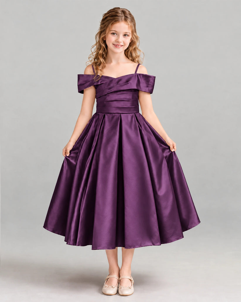 Grape A-line Junior Bridesmaid Dress Front