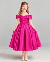 Hot Pink A-line Junior Bridesmaid Dress Front