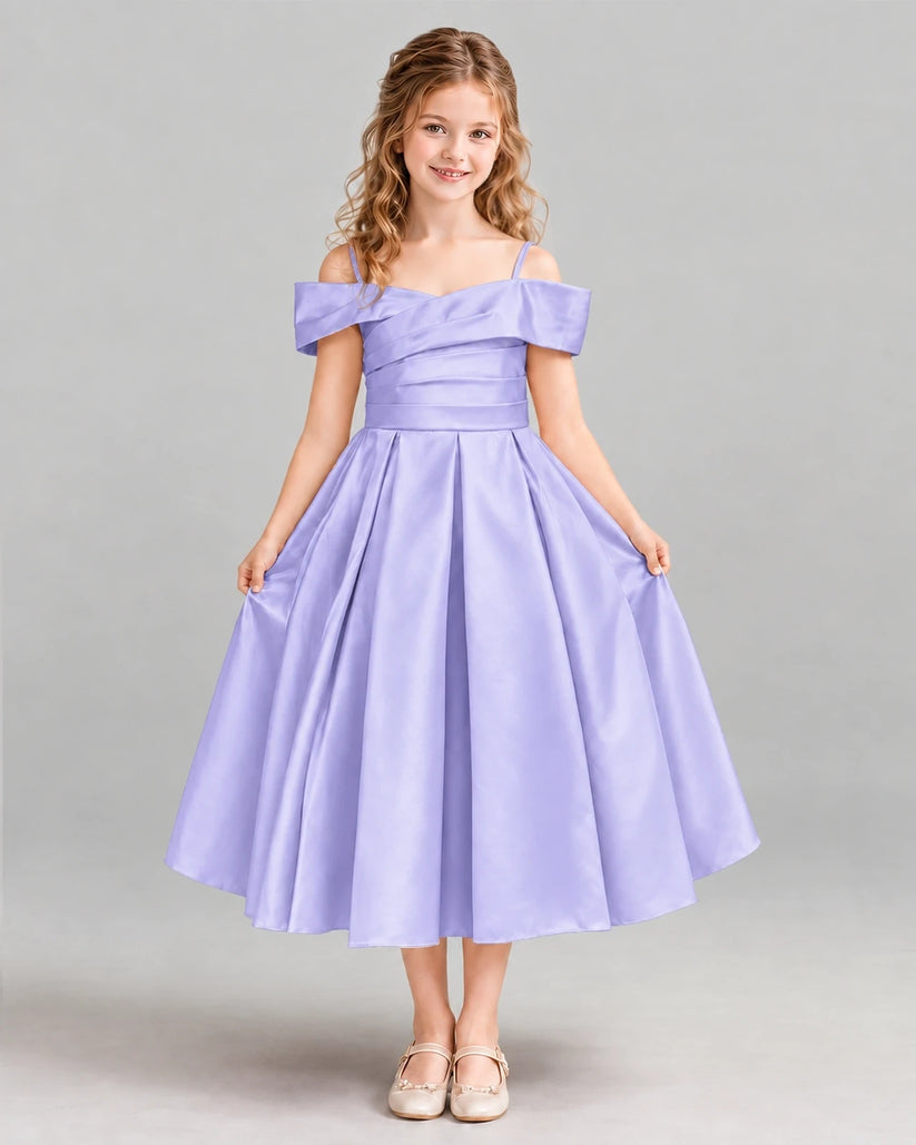 Lavender A-line Junior Bridesmaid Dress Front