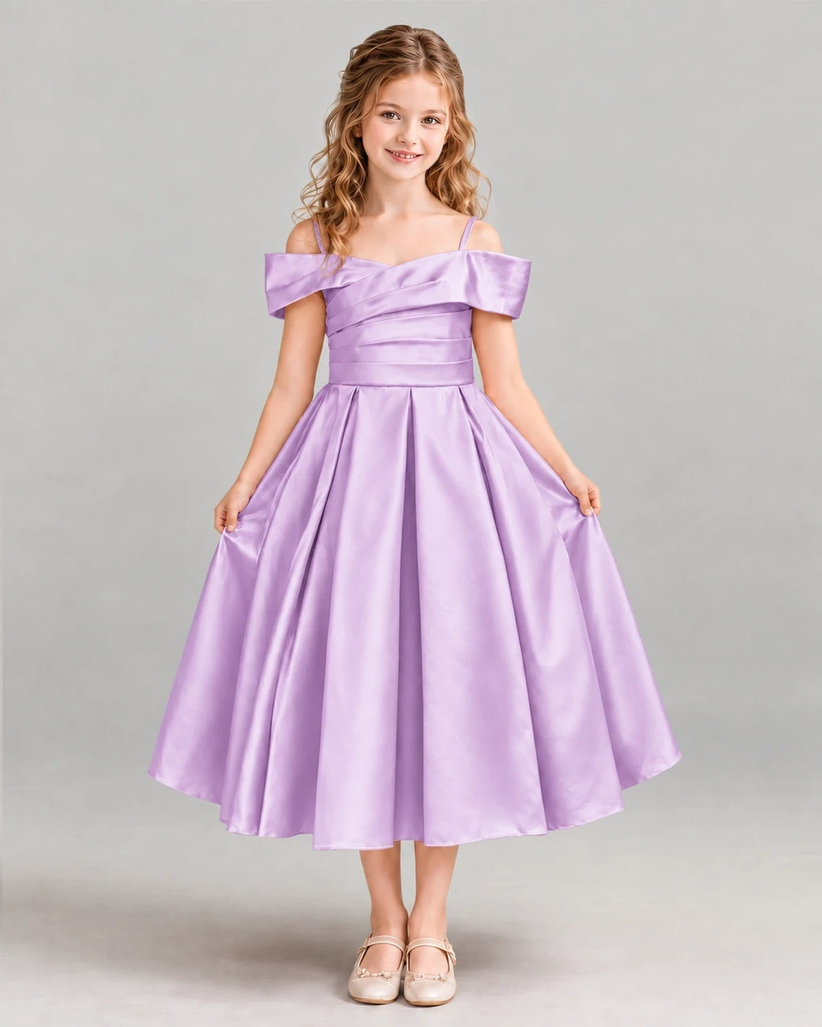 Lilac A-line Junior Bridesmaid Dress Front