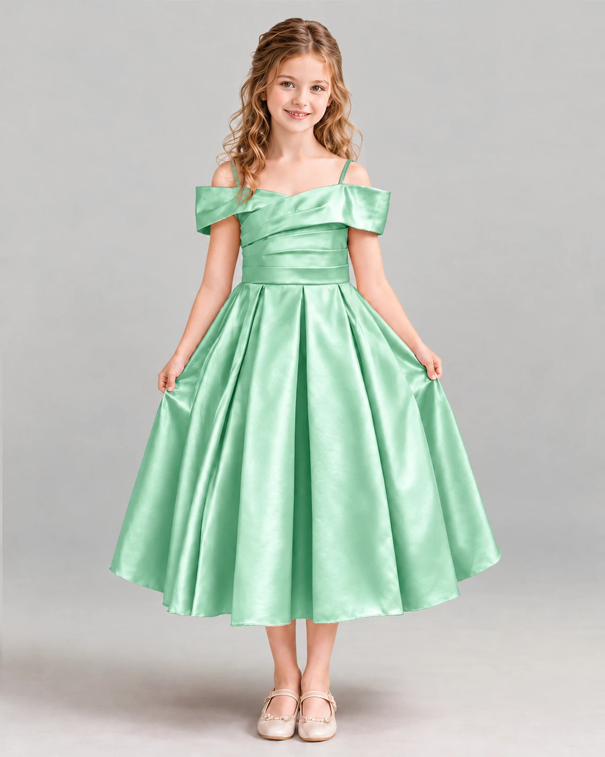 Mint Green A-line Junior Bridesmaid Dress Front