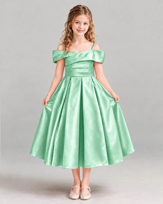Mint Green A-line Junior Bridesmaid Dress Front