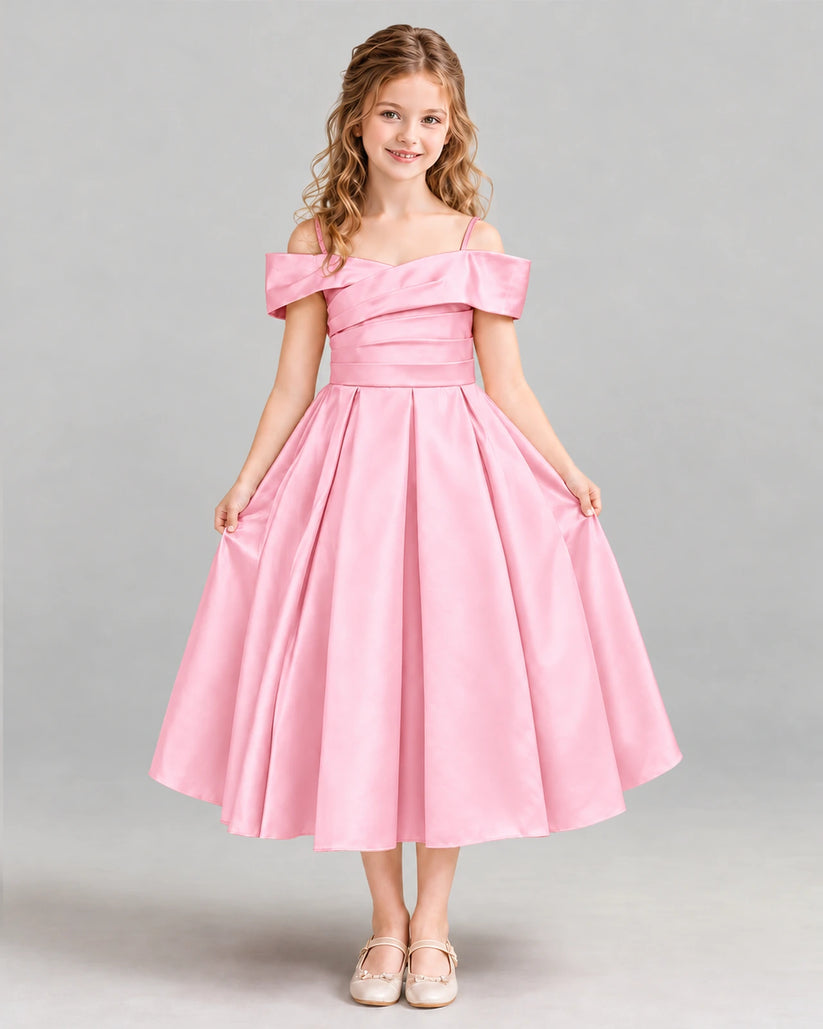 Pink A-line Junior Bridesmaid Dress Front