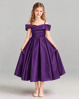 Purple A-line Junior Bridesmaid Dress Front