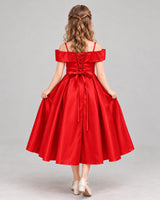 Red A-line Junior Bridesmaid Dress Back [Shared]