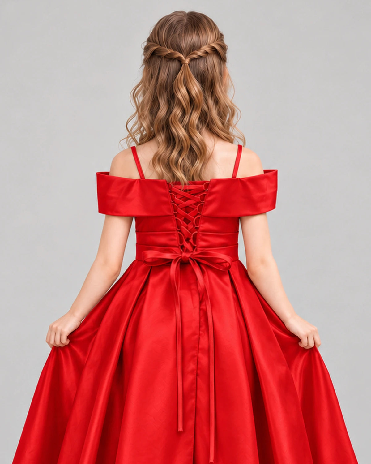 Red A-line Junior Bridesmaid Dress Back_Detail [Shared]