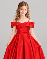 Red A-line Junior Bridesmaid Dress Detail [Shared]