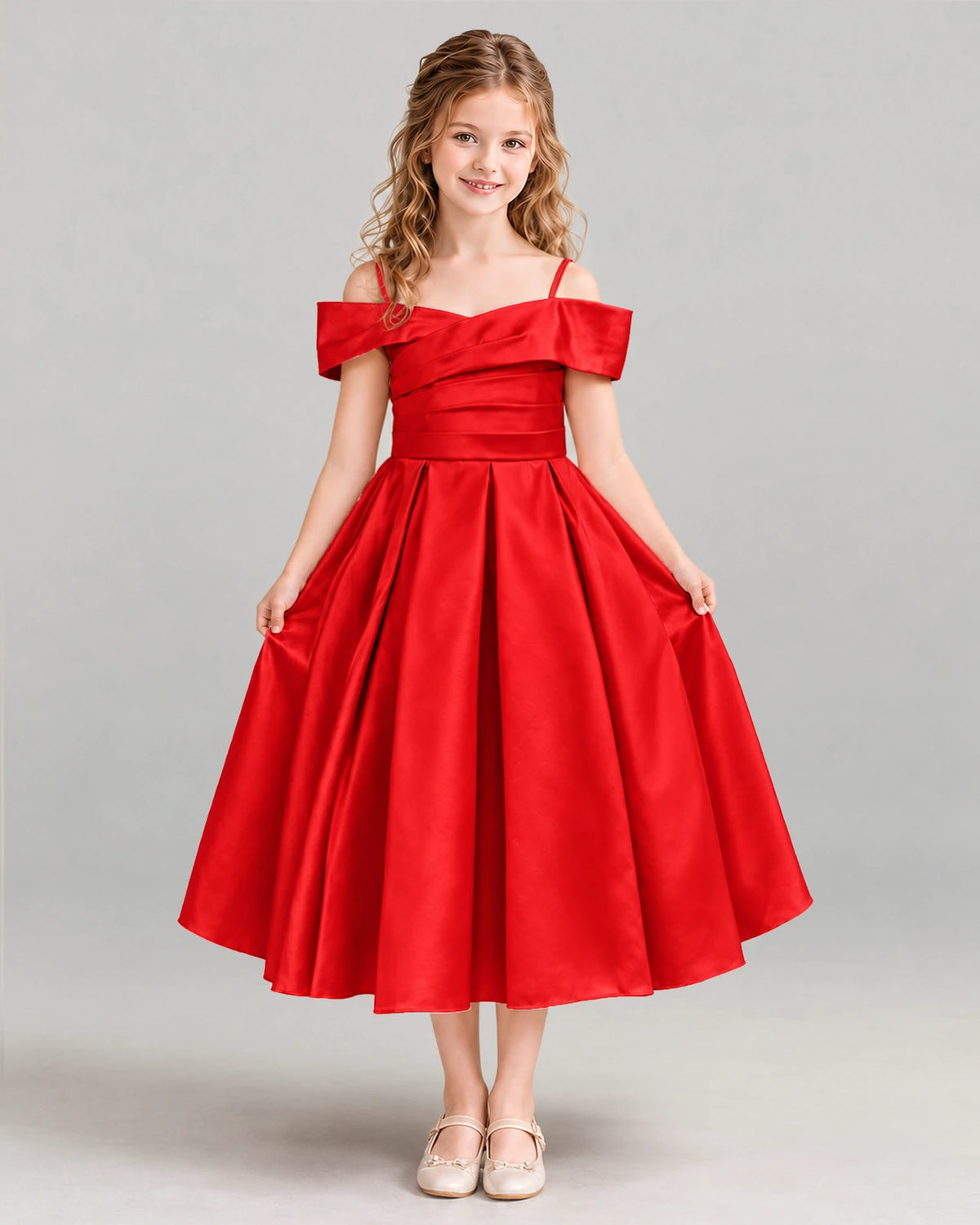 Red A-line Junior Bridesmaid Dress Front