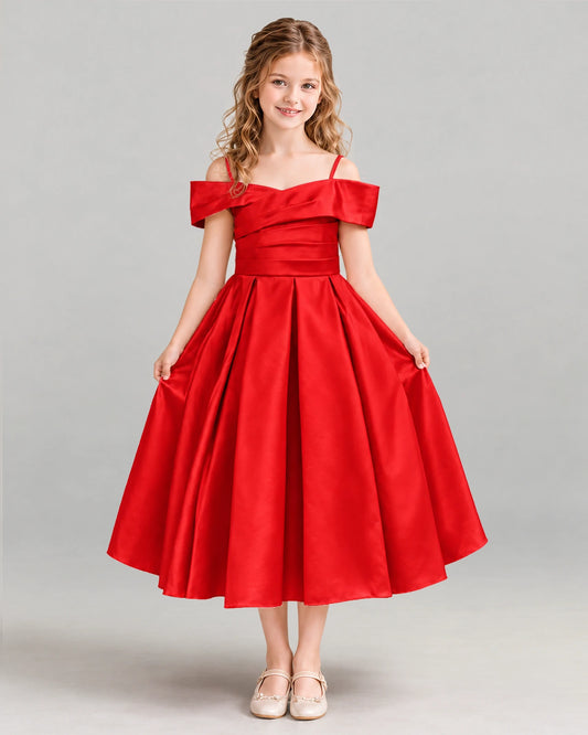 Red A-line Junior Bridesmaid Dress Front
