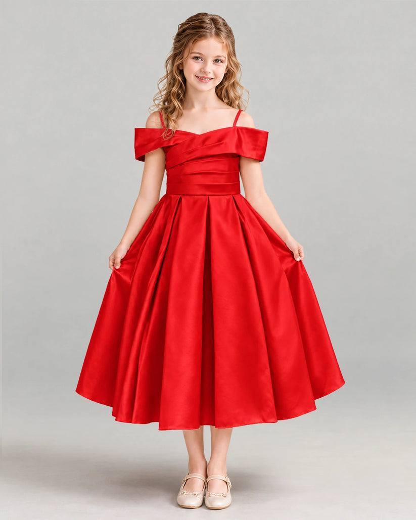 Red A-line Junior Bridesmaid Dress Front