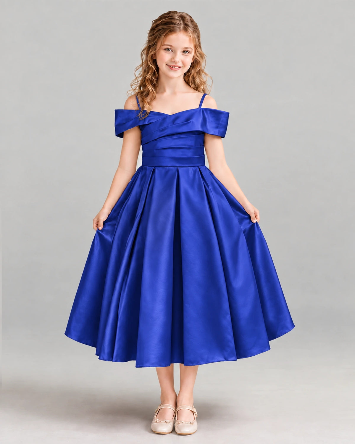 Royal Blue A-line Junior Bridesmaid Dress Front