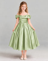 Sage Green A-line Junior Bridesmaid Dress Front