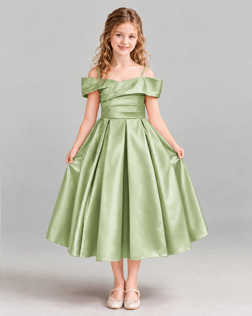 Sage Green A-line Junior Bridesmaid Dress Front