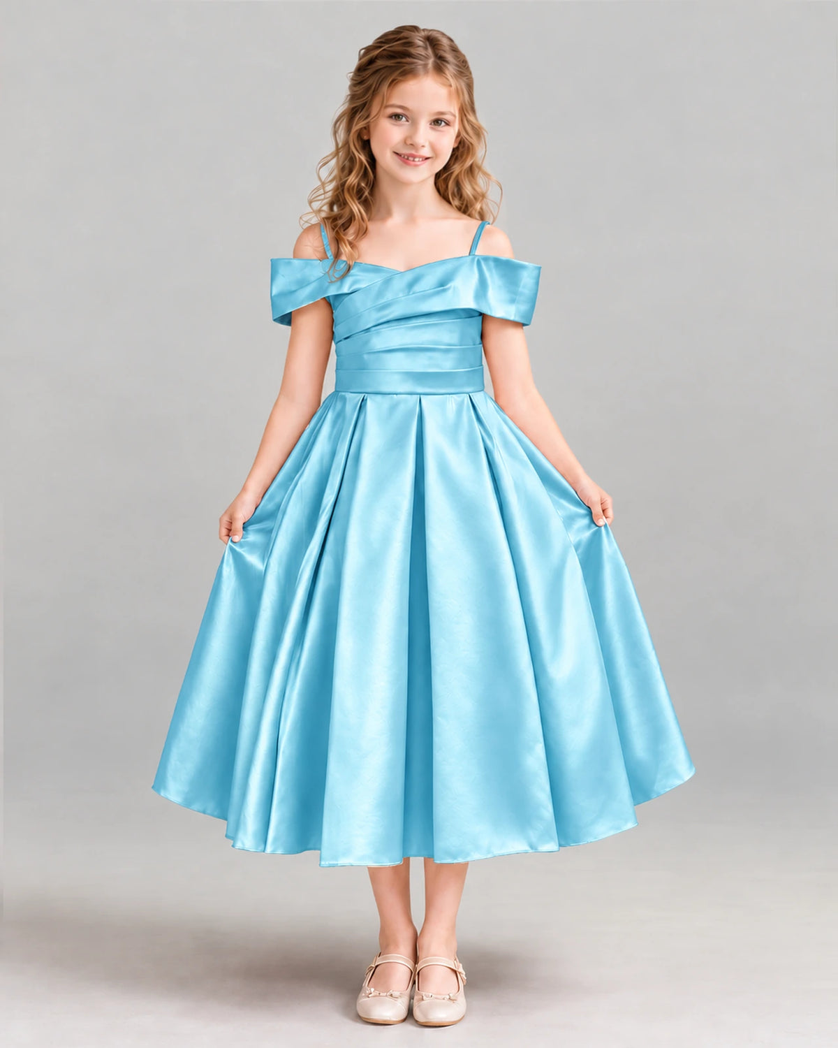 Sky Blue A-line Junior Bridesmaid Dress Front