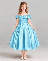 Sky Blue A-line Junior Bridesmaid Dress Front