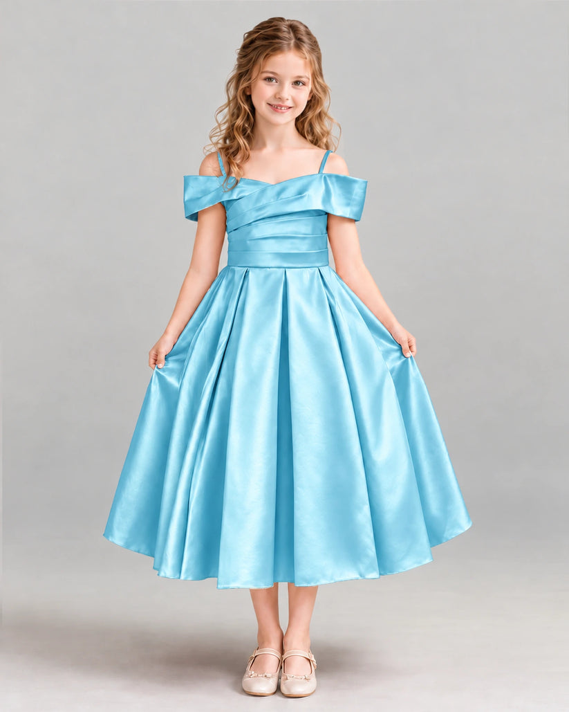 Sky Blue A-line Junior Bridesmaid Dress Front