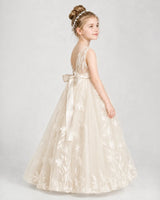 Champagne Tulle A-line Flower Girl Dress Side View