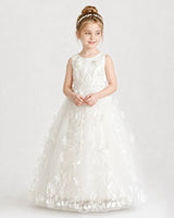 Ivory Tulle A-line Flower Girl Dress Front View