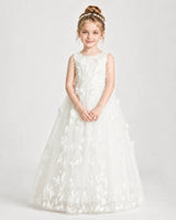 Ivory Tulle A-line Flower Girl Dress Front View