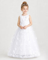 White Tulle A-line Flower Girl Dress Front View