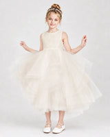 Champagne Tulle Ball Gown Flower Girl Dress Front View