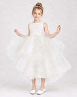 Ivory Tulle Ball Gown Flower Girl Dress Front View