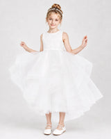 White Tulle Ball Gown Flower Girl Dress Front View