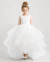 Ivory Tulle Ball Gown Flower Girl Dress Front View