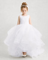 White Tulle Ball Gown Flower Girl Dress Front View