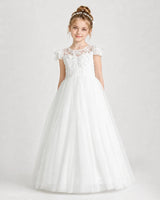 Ivory Tulle A-line First Communion Dress Front View